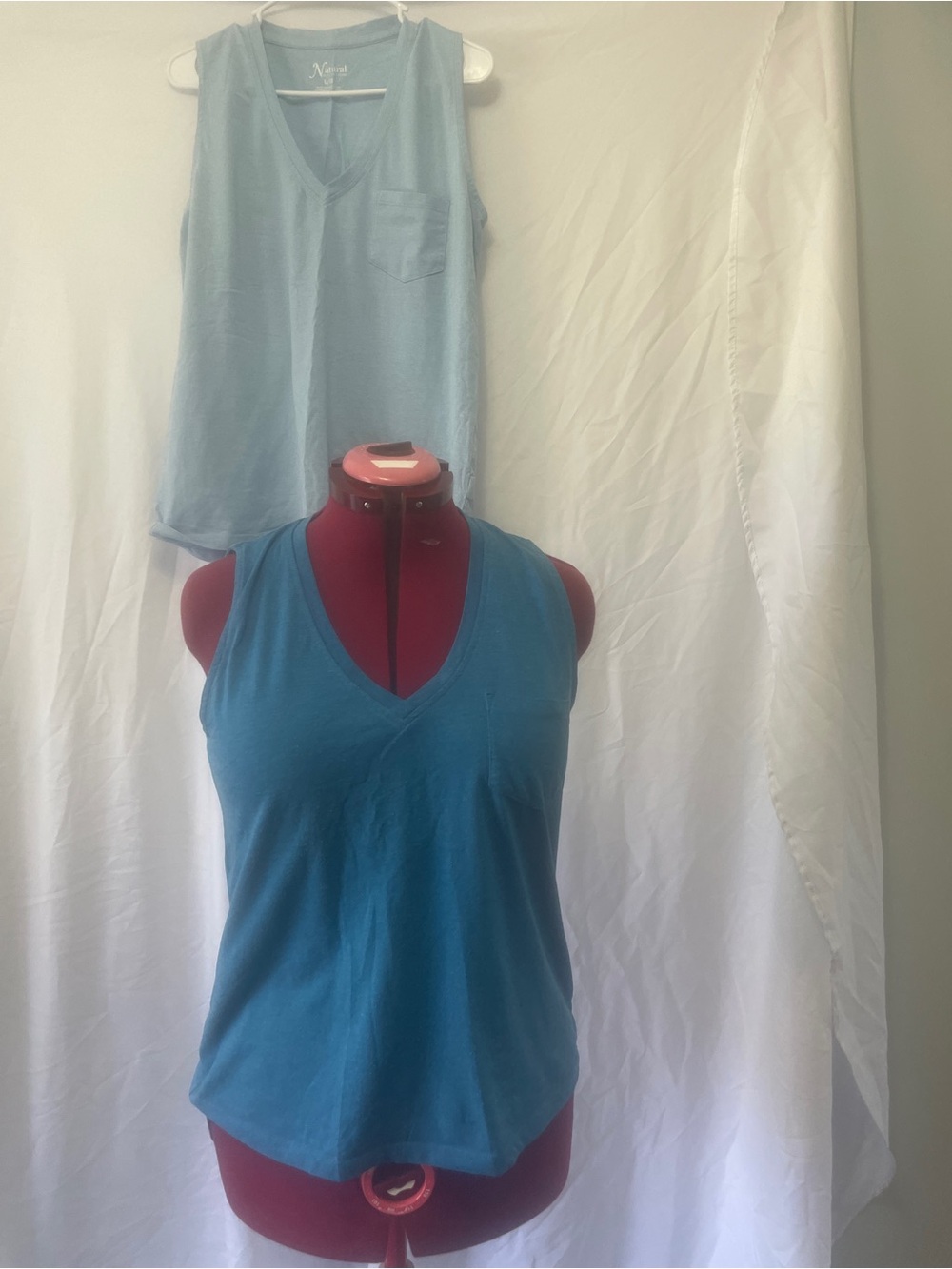 2 Sleeveless V-Neck Pocket Tanks
